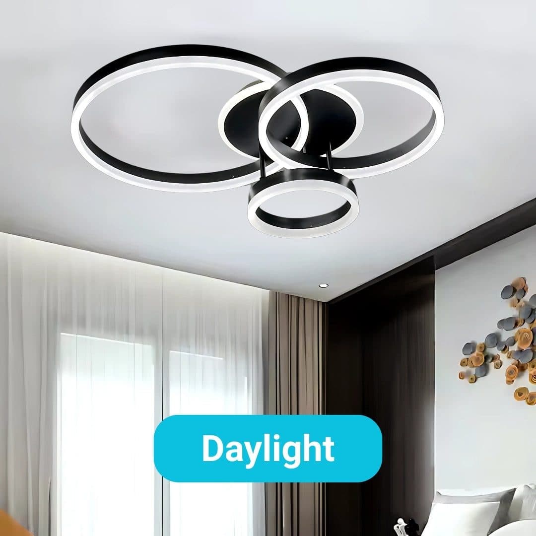 Lustra LED Flippy 68W 3 Cercuri Dimabila Negru — imagine 9