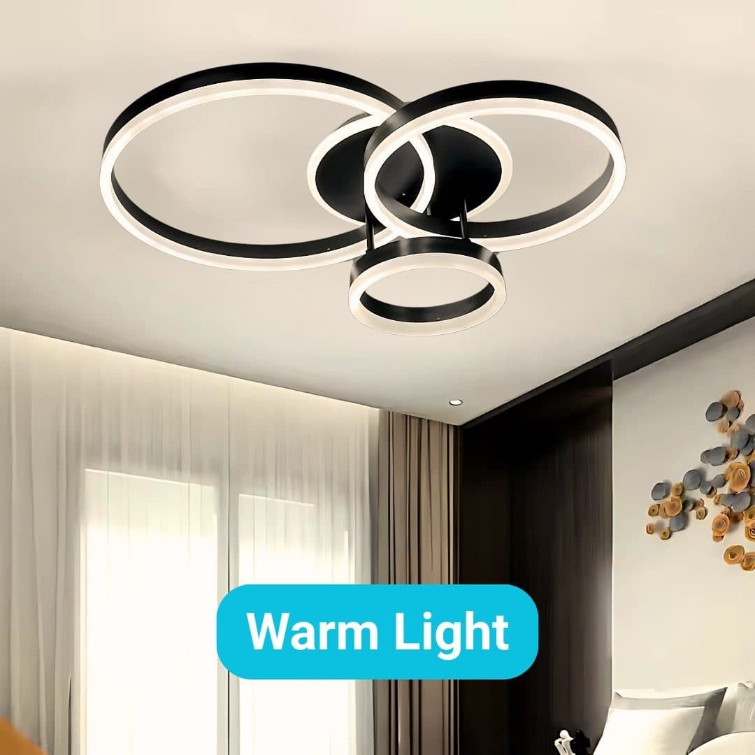Lustra LED Flippy 68W 3 Cercuri Dimabila Negru — imagine 10