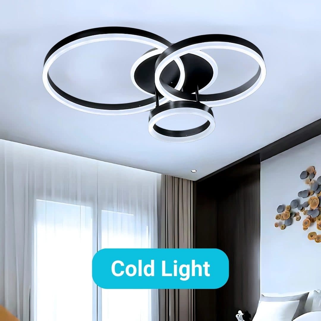 Lustra LED Flippy 68W 3 Cercuri Dimabila Negru — imagine 11
