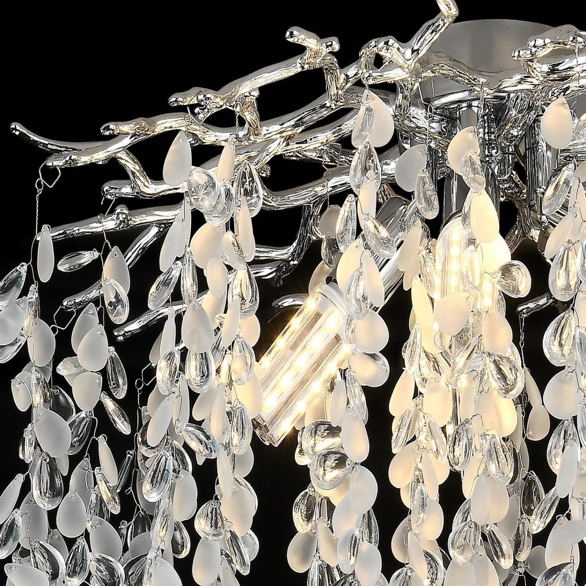 Candelabru Flippy Cristal WILLOW, 5x E14, Diametru 50cm, Crom — imagine 2