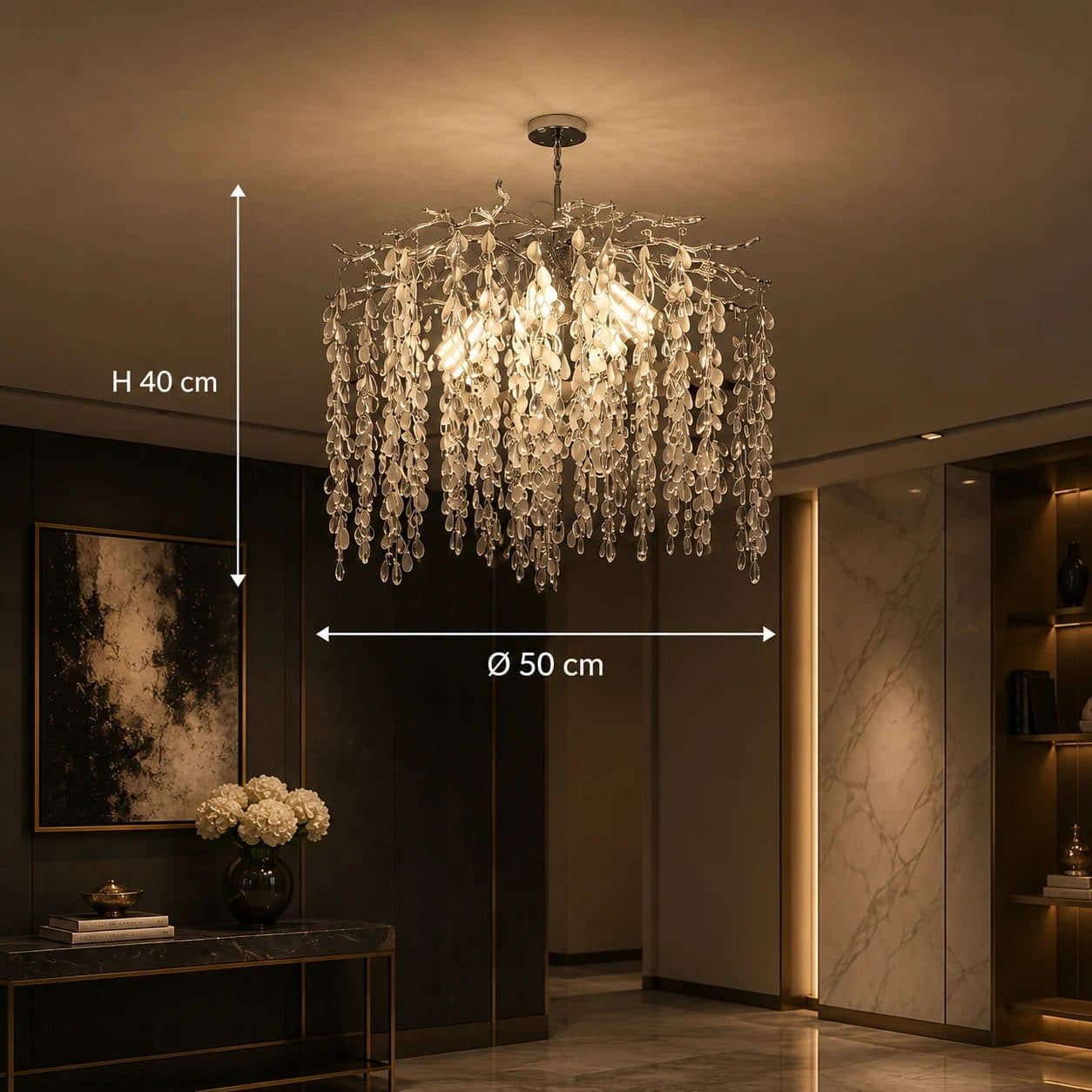 Candelabru Flippy Cristal WILLOW, 5x E14, Diametru 50cm, Crom — imagine 6