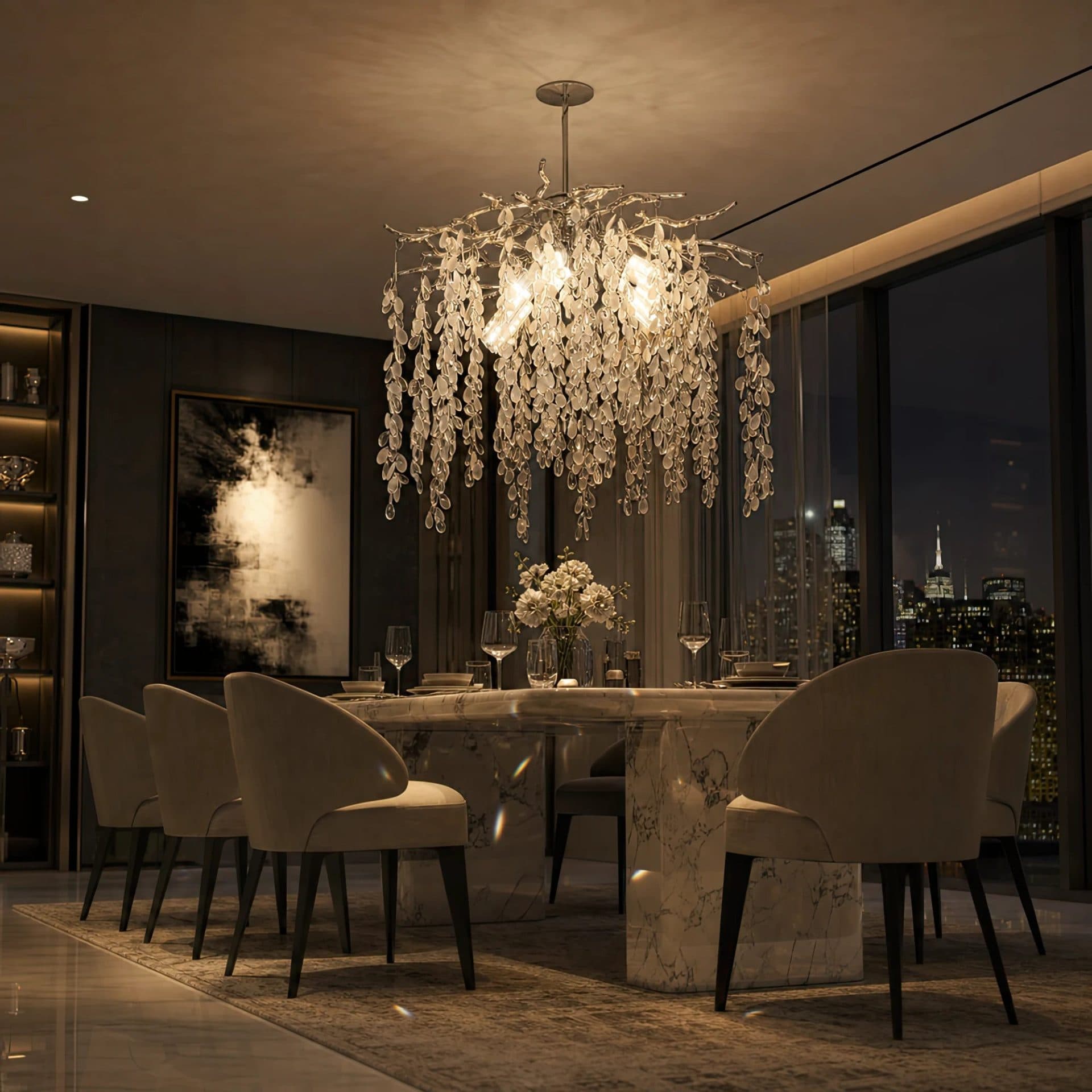 Candelabru Flippy Cristal WILLOW, 5x E14, Diametru 50cm, Crom — imagine 7