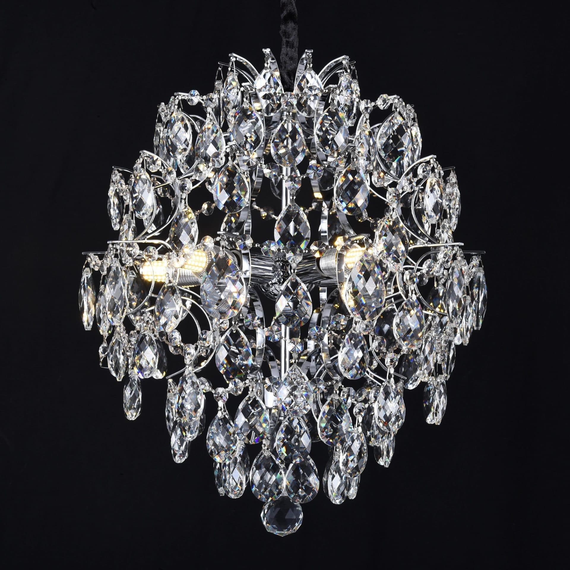 Candelabru Flippy Cristal CRYSTARA Nobile, 5x E14, Diametru 40cm, Crom Lucios — imagine 1