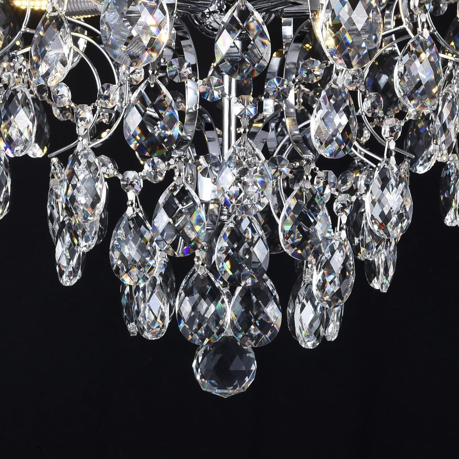 Candelabru Flippy Cristal CRYSTARA Nobile, 5x E14, Diametru 40cm, Crom Lucios — imagine 2