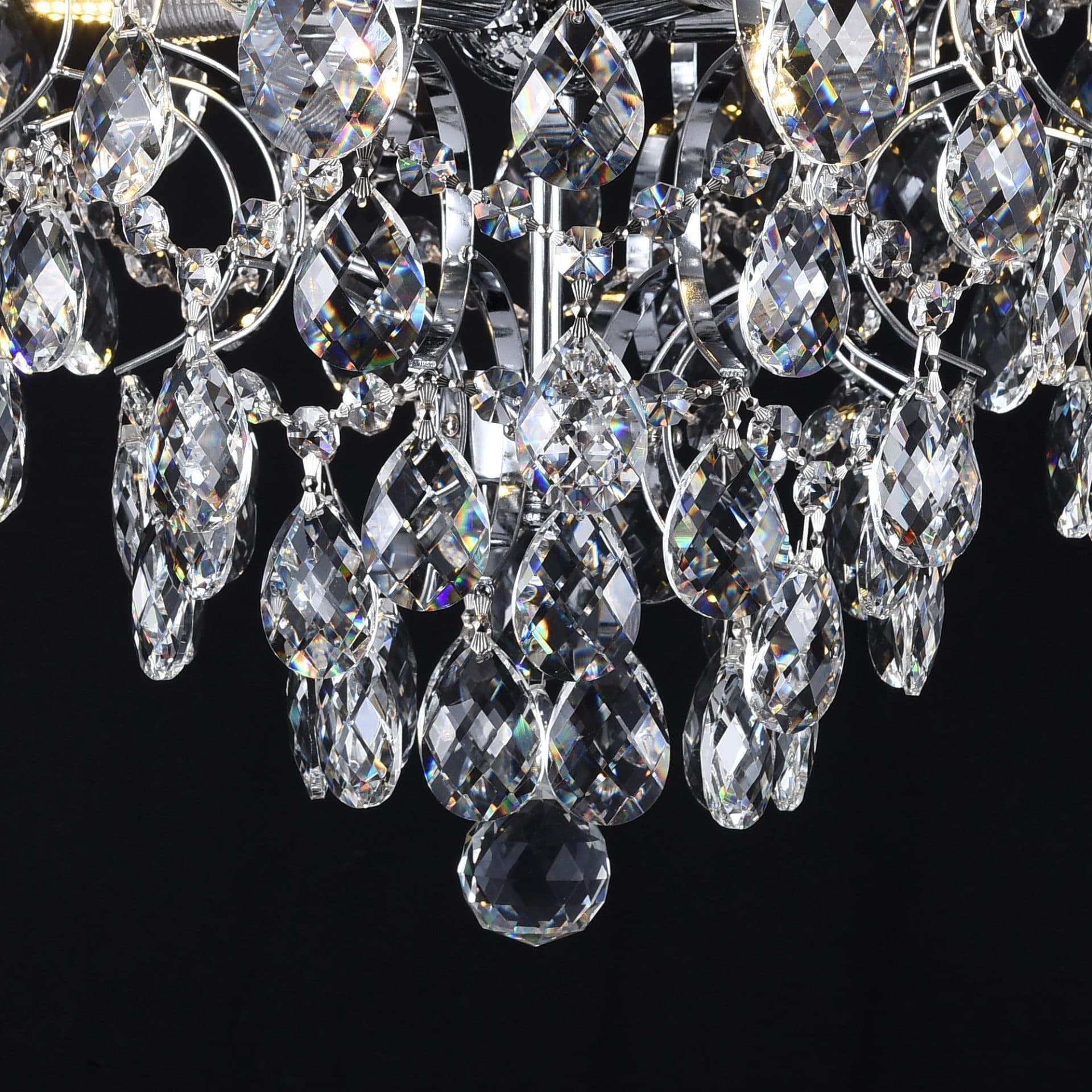 Candelabru Flippy Cristal CRYSTARA Nobile, 5x E14, Diametru 40cm, Crom Lucios — imagine 5