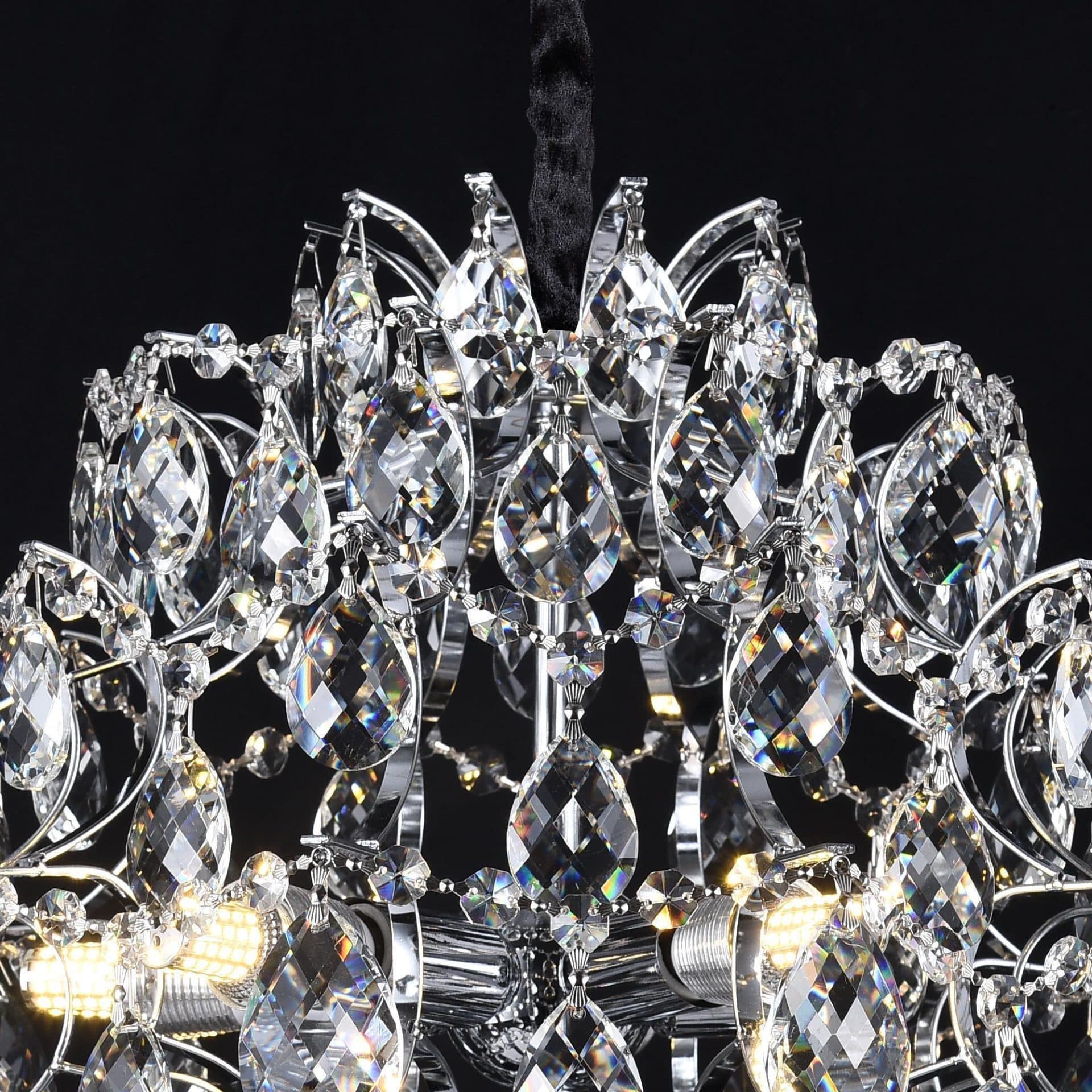 Candelabru Flippy Cristal CRYSTARA Nobile, 5x E14, Diametru 40cm, Crom Lucios — imagine 6