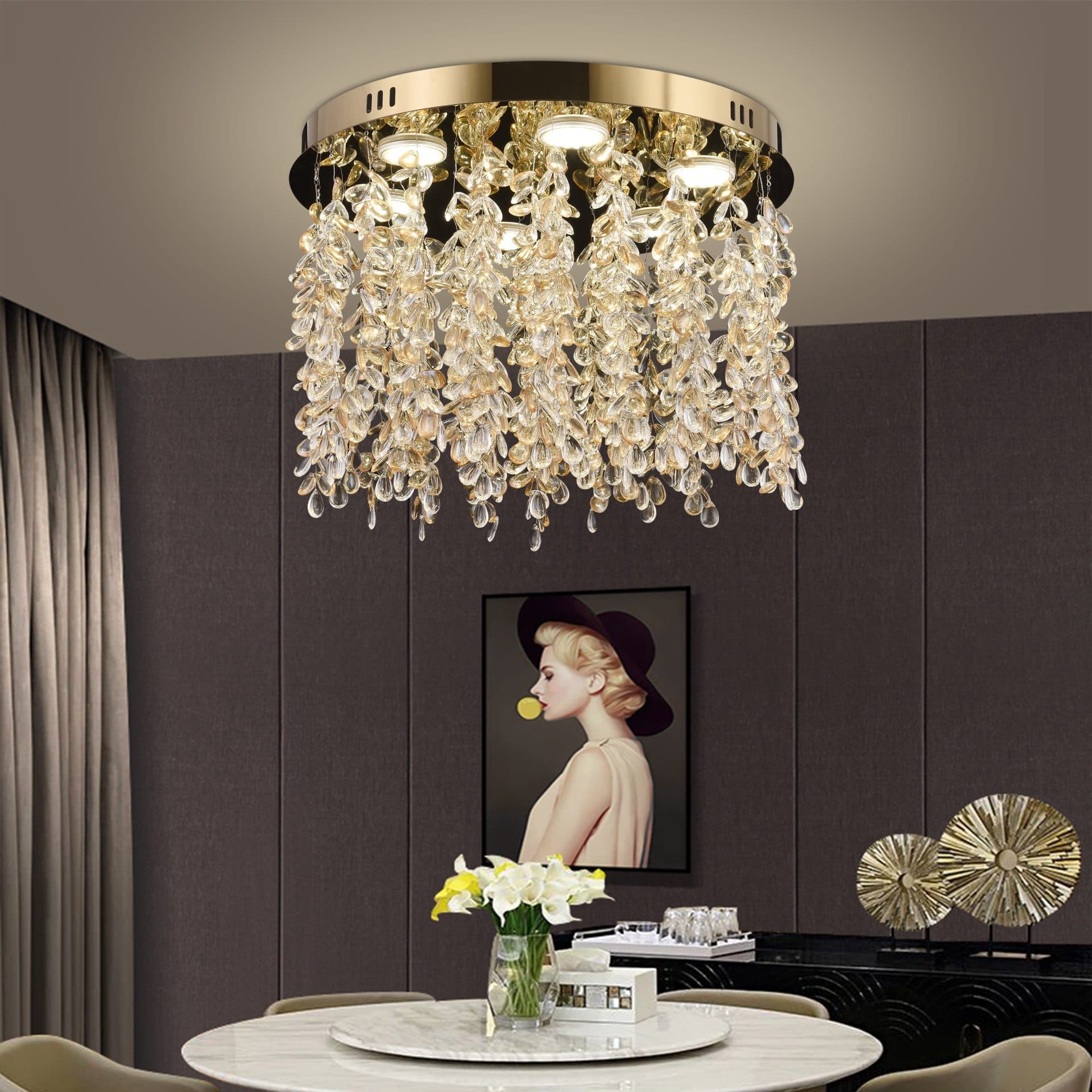 Candelabru LED Flippy Cristal Rotund 29W Auriu Lucios — imagine 5