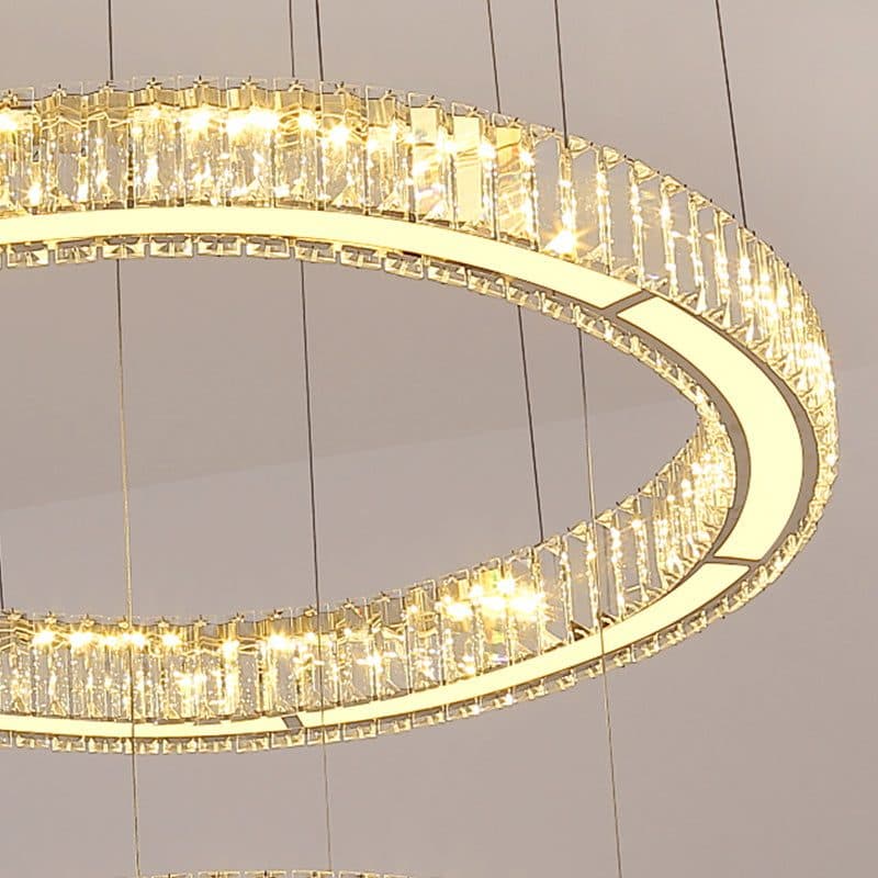 Lustra LED Flippy 62W 2 Cercuri Cristal si Metal cu Telecomanda — imagine 2