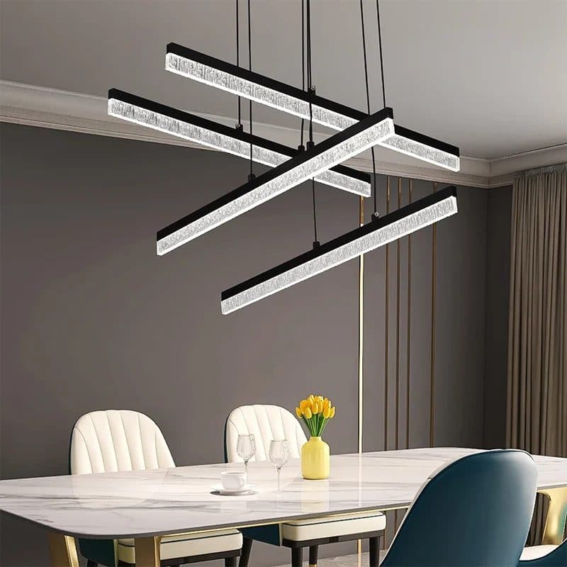 Lustra LED Suspendata Flippy STRATA 4 elemente 54W 3000/4000/6000K Negru Inaltime Reglabila — imagine 1