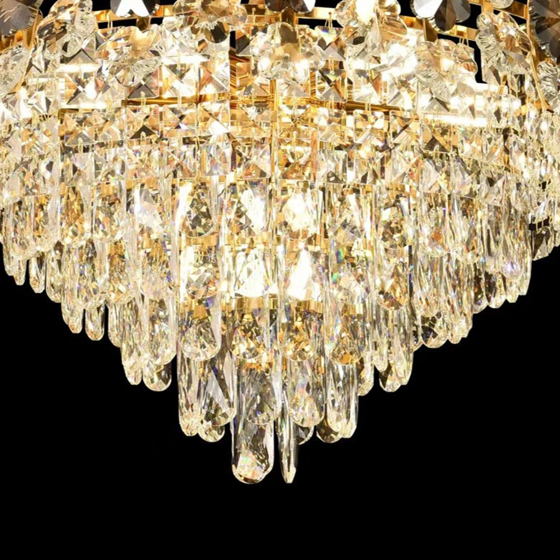 Candelabru Cristal Flippy Eleganza 9x E14, Diametru 50cm, Auriu Lucios, Inaltime Reglabila — imagine 4