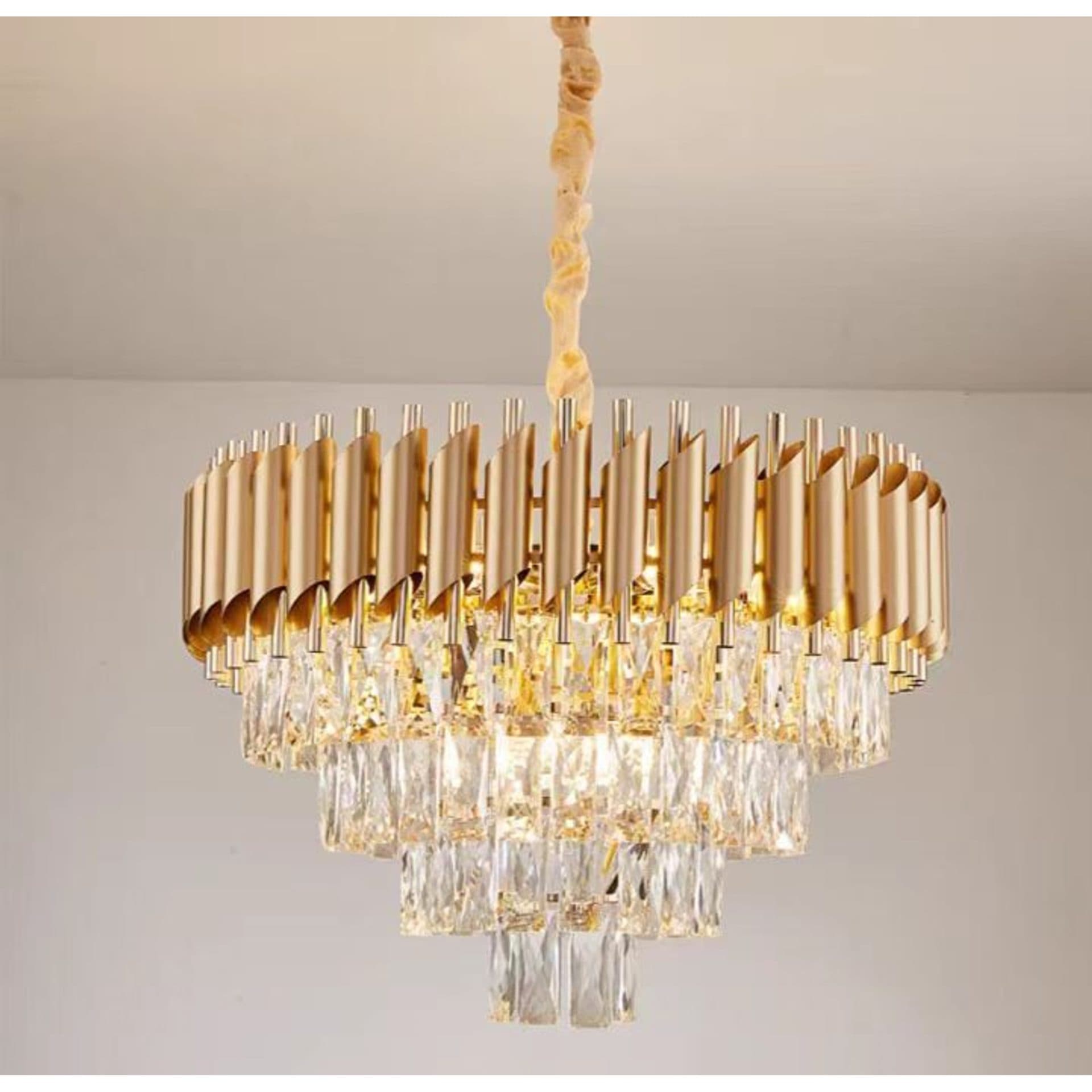 Candelabru Flippy Cristal VERSAILLES Magno 8x E14, Diametru 60cm, Auriu, Inaltime Reglabila — imagine 1