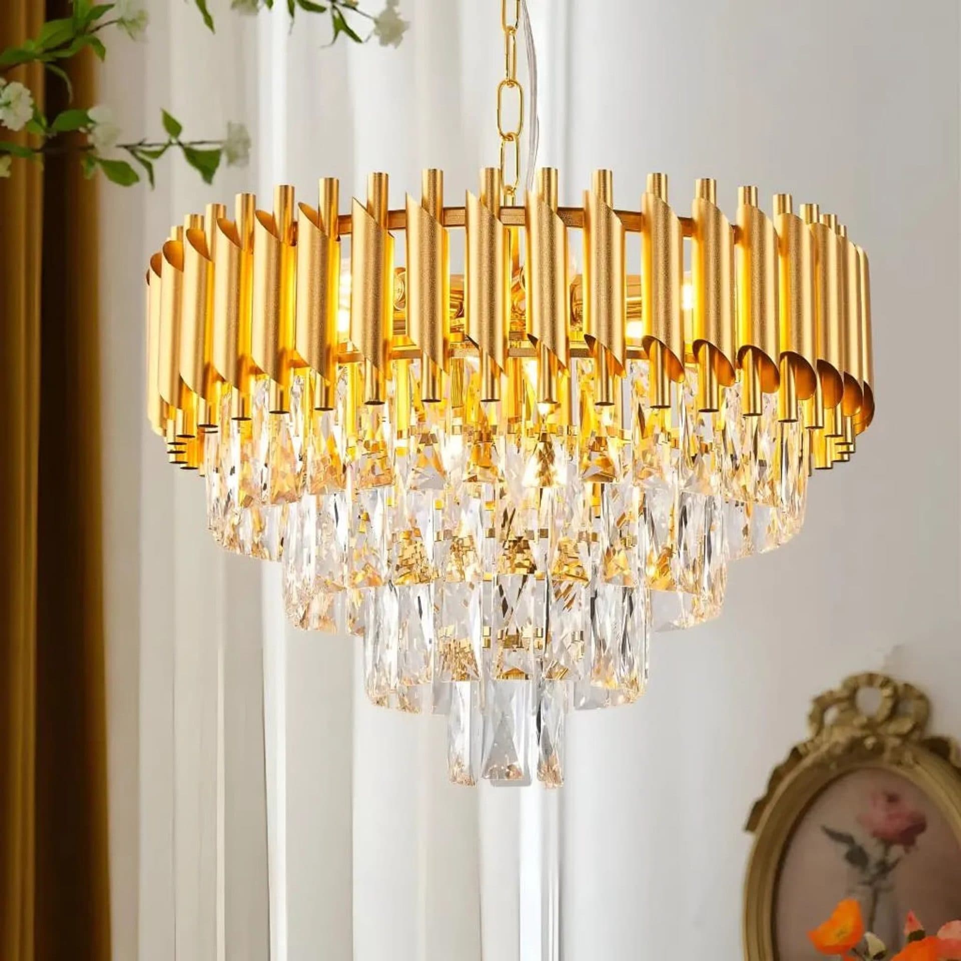 Candelabru Flippy Cristal VERSAILLES Magno 8x E14, Diametru 60cm, Auriu, Inaltime Reglabila — imagine 3