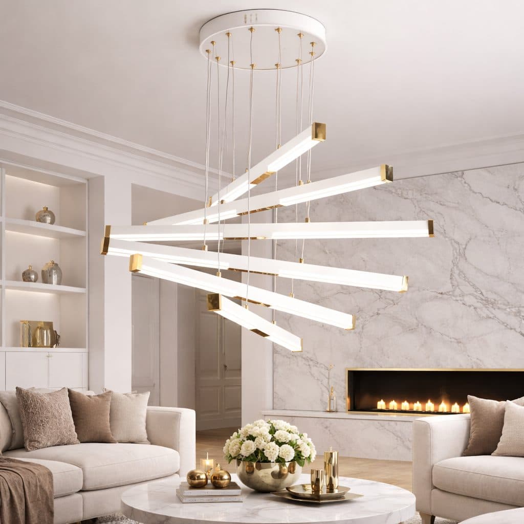 Lustra LED Suspendata Flippy Acril LT183/5WH 68W Alb Inaltime Reglabila — imagine 1