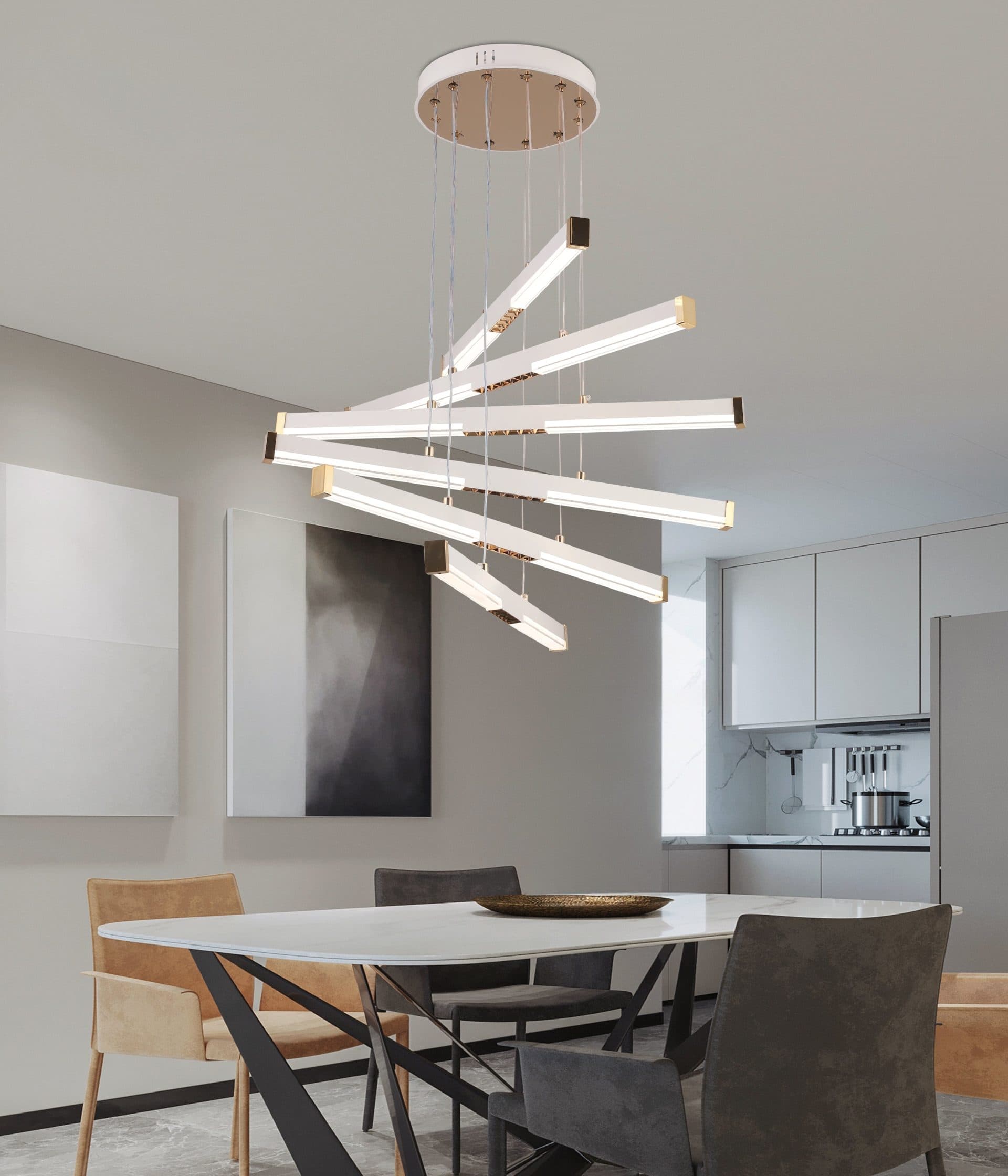 Lustra LED Suspendata Flippy Acril LT183/5WH 68W Alb Inaltime Reglabila — imagine 3