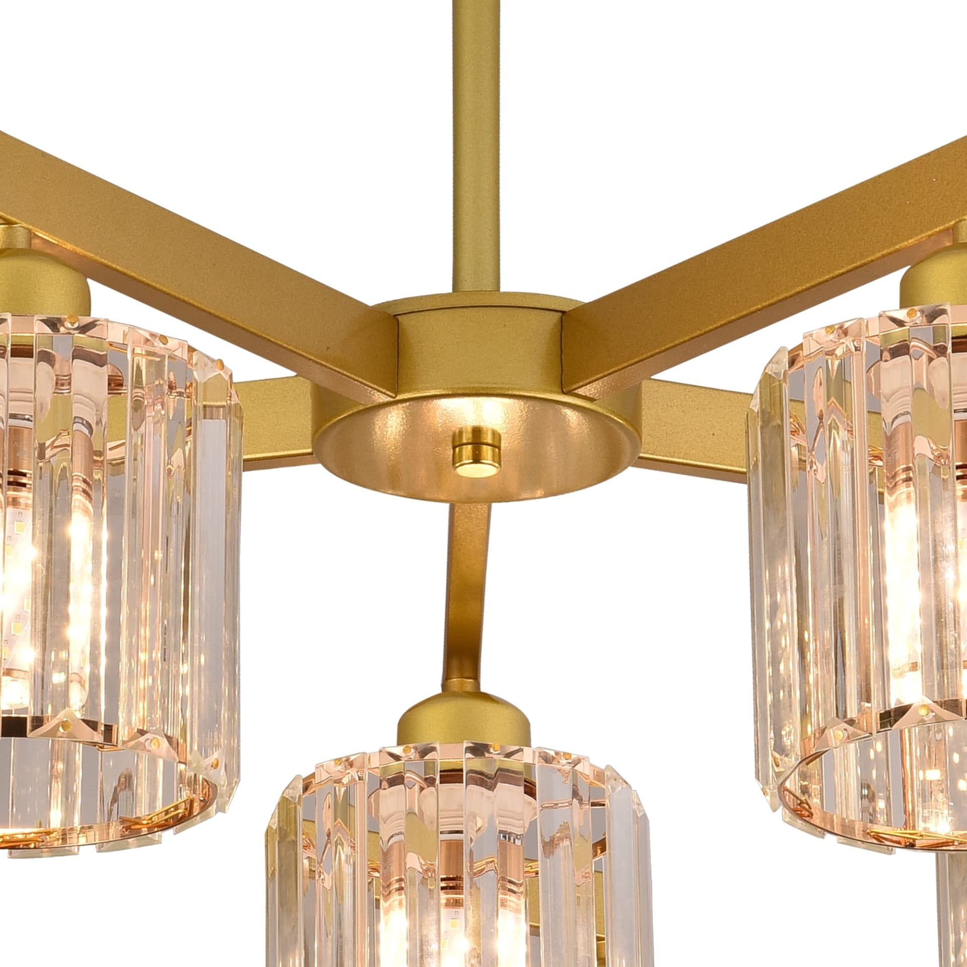 Lustra Flippy Clasica Moderna LC110/5GD cu Cristal, 5x E27, Auriu, Metal si Cristal — imagine 4