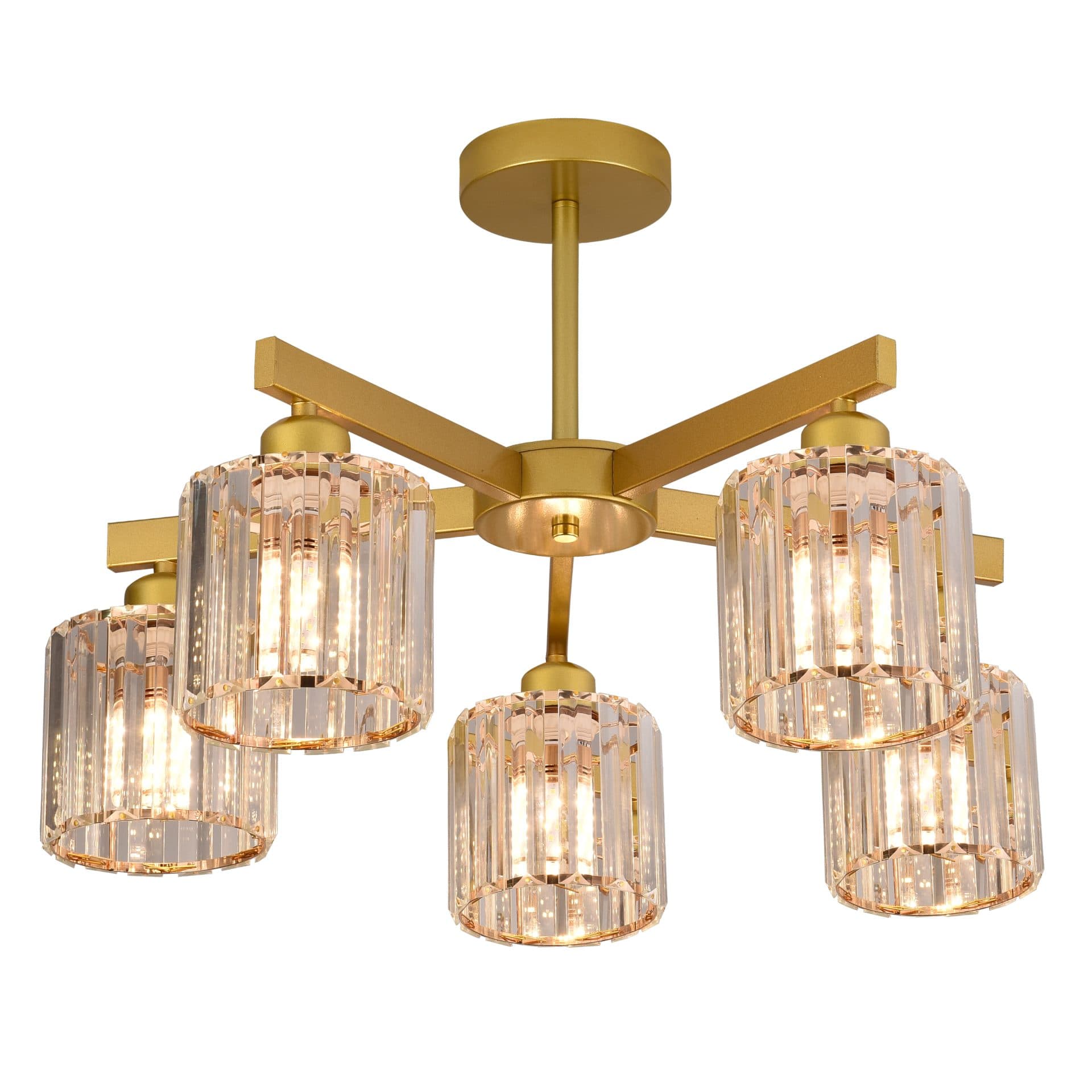 Lustra Flippy Clasica Moderna LC110/5GD cu Cristal, 5x E27, Auriu, Metal si Cristal — imagine 11