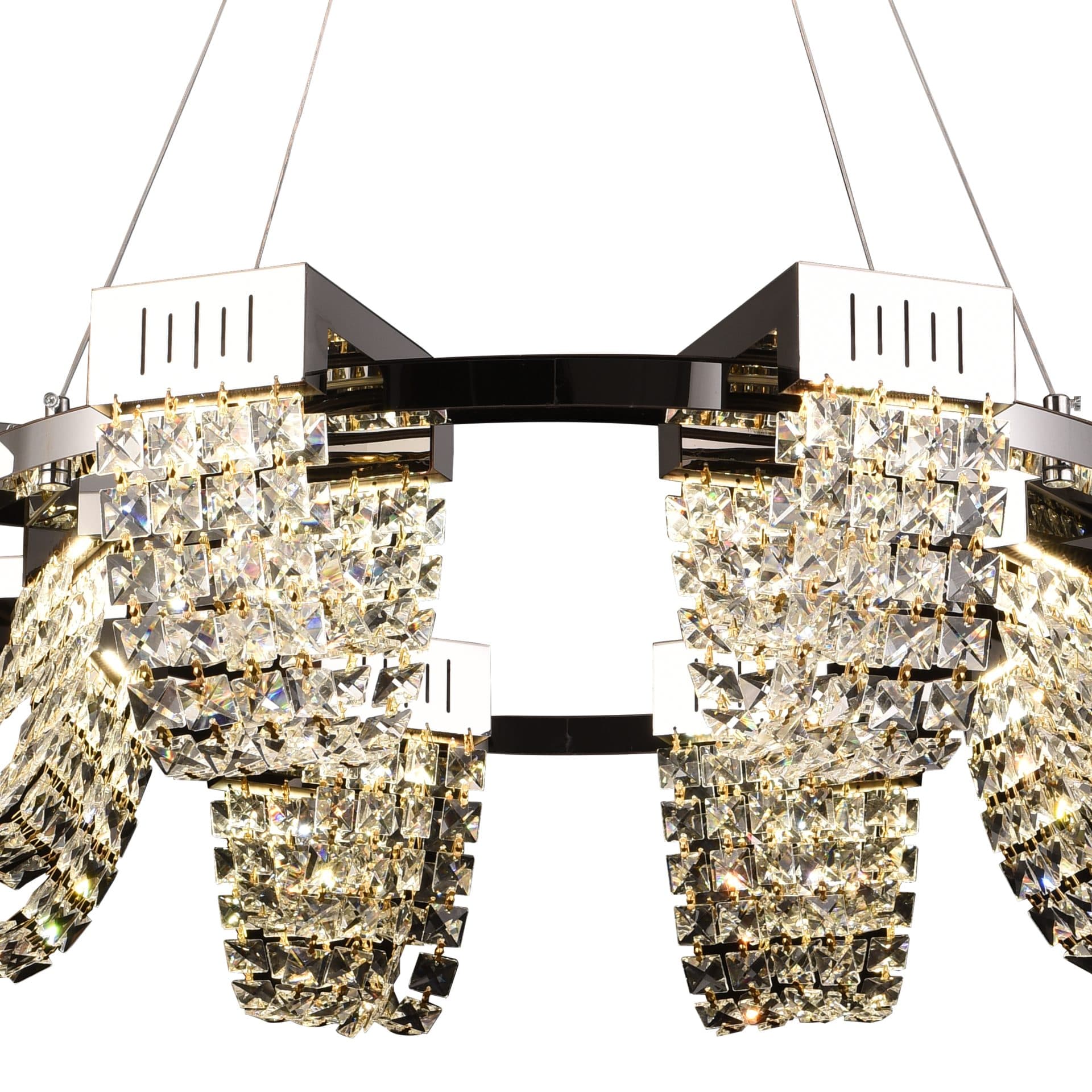 Candelabru Cristal LED Flippy STRATUS Regalis Diametru 80cm Crom Lucios Inaltime Reglabila Lumina Calda Neutra Rece 3000K/4000K/6000K Metal si Cristal — imagine 11