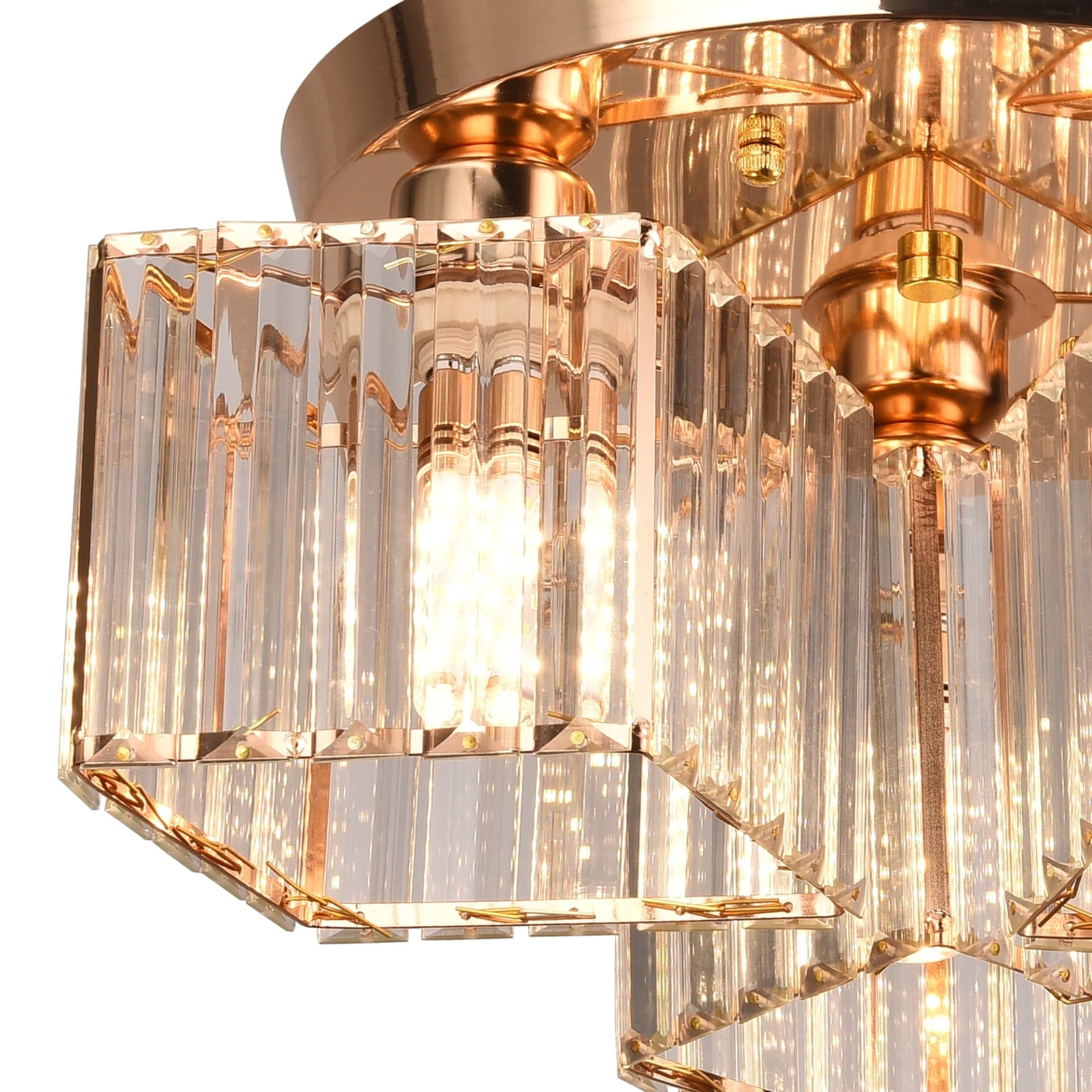 Lustra Flippy Clasica Moderna Sasha LC117/3GD 3x E27 Metal si Cristal Auriu — imagine 2