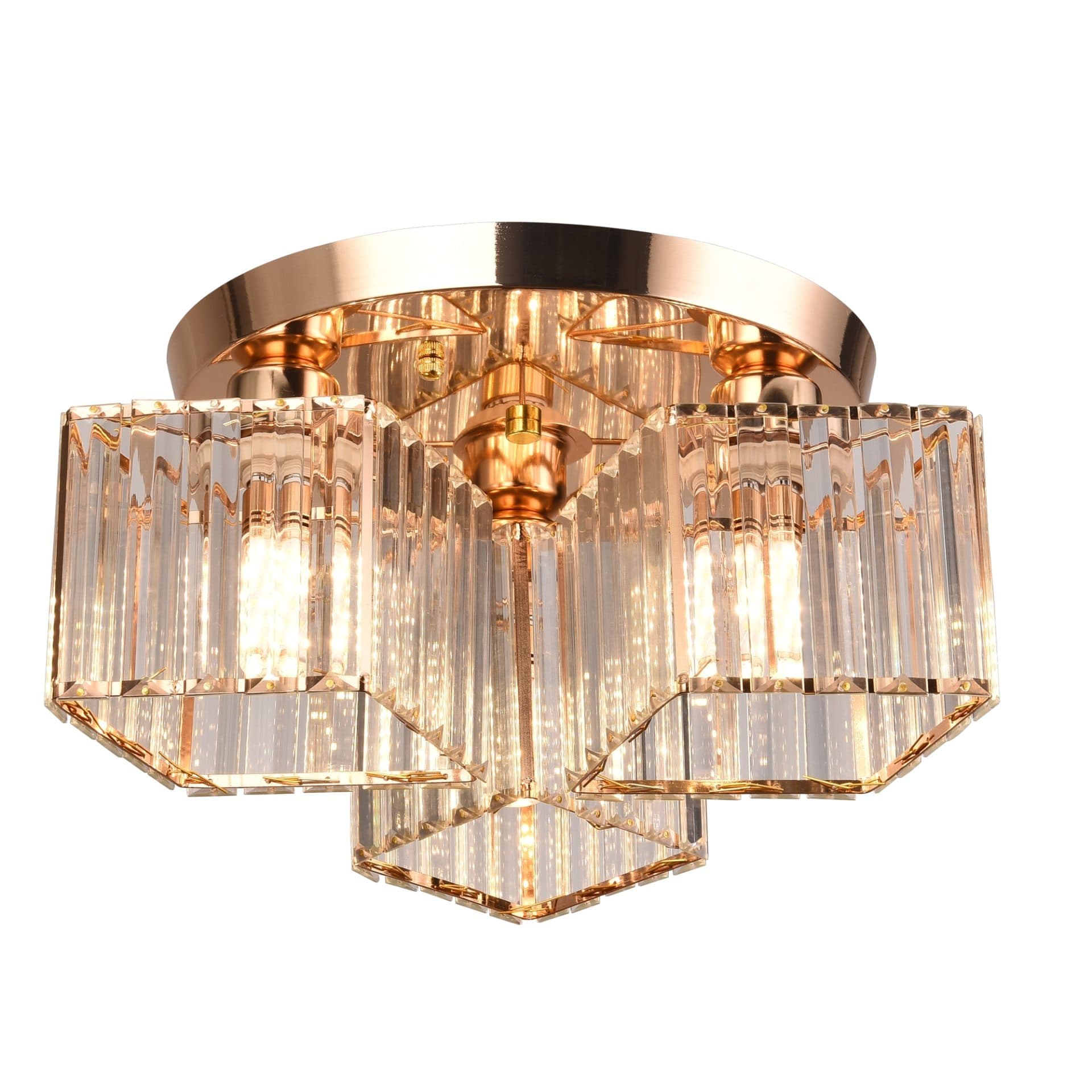 Lustra Flippy Clasica Moderna Sasha LC117/3GD 3x E27 Metal si Cristal Auriu — imagine 4