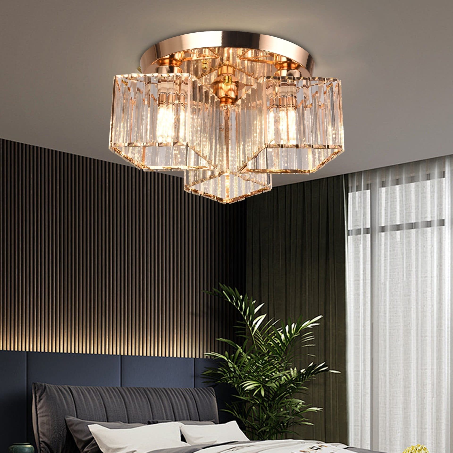 Lustra Flippy Clasica Moderna Sasha LC117/3GD 3x E27 Metal si Cristal Auriu — imagine 7