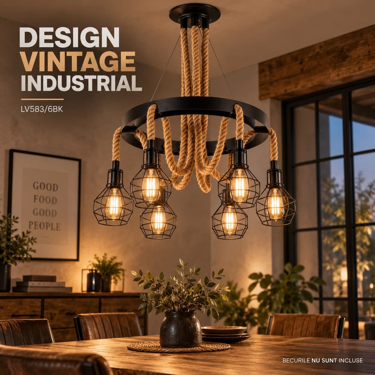 Lustra Suspendata Flippy Industrial Vintage 6x E27 — imagine 2