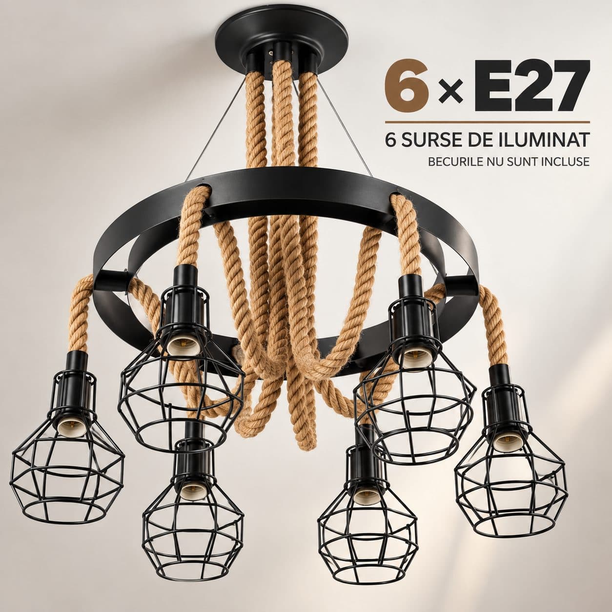 Lustra Suspendata Flippy Industrial Vintage 6x E27 — imagine 3