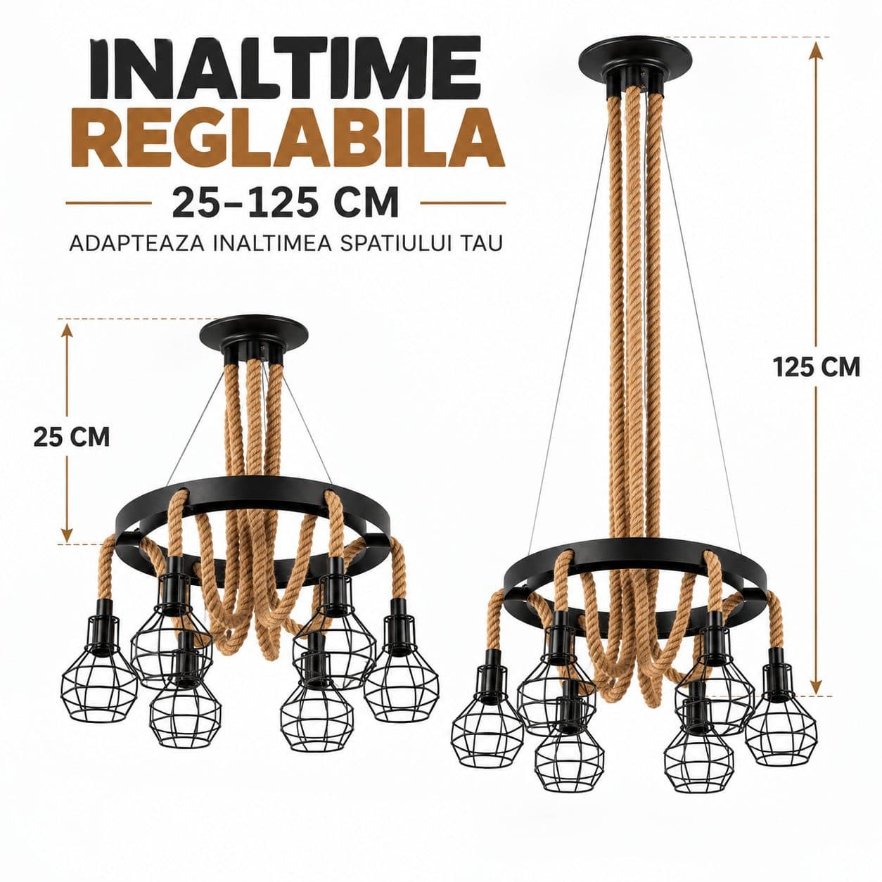 Lustra Suspendata Flippy Industrial Vintage 6x E27 — imagine 4