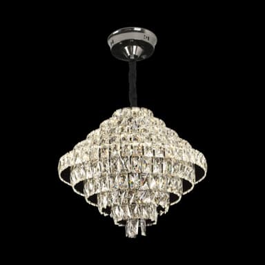 Candelabru Flippy Cristal Opal cu telecomanda, 110W, Diametru 35 cm, Crom Lucios, Inaltime Reglabila