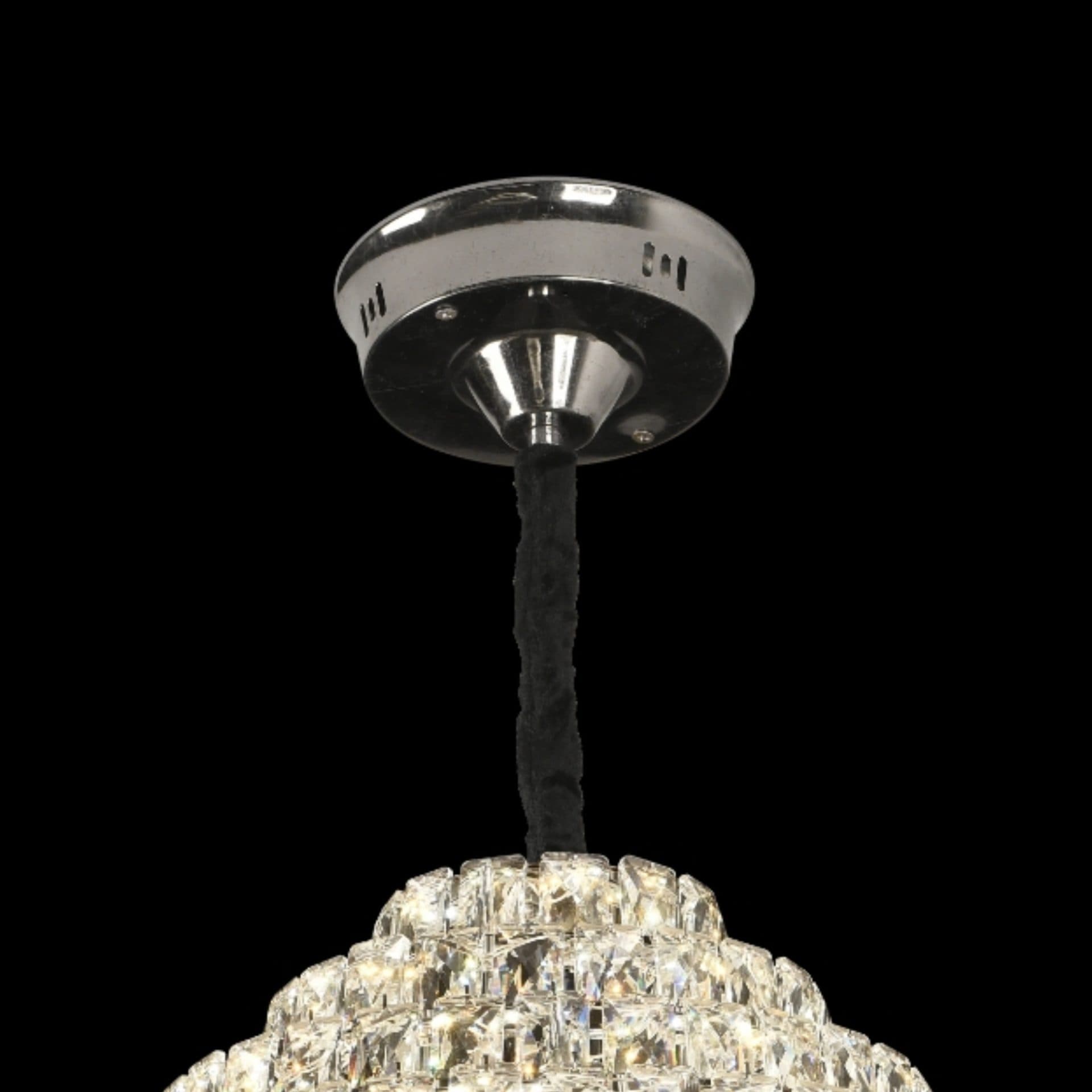 Candelabru Flippy Cristal Opal cu telecomanda, 110W, Diametru 35 cm, Crom Lucios, Inaltime Reglabila — imagine 3