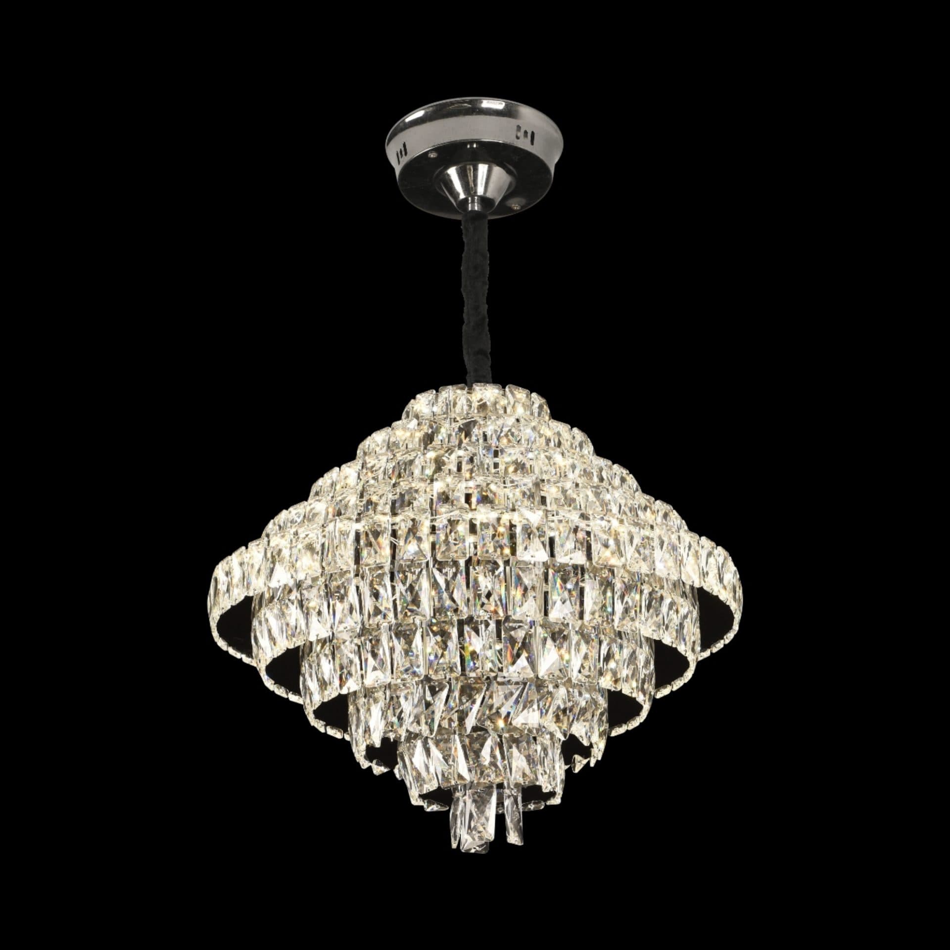 Candelabru Flippy Cristal Opal cu telecomanda, 110W, Diametru 35 cm, Crom Lucios, Inaltime Reglabila — imagine 7