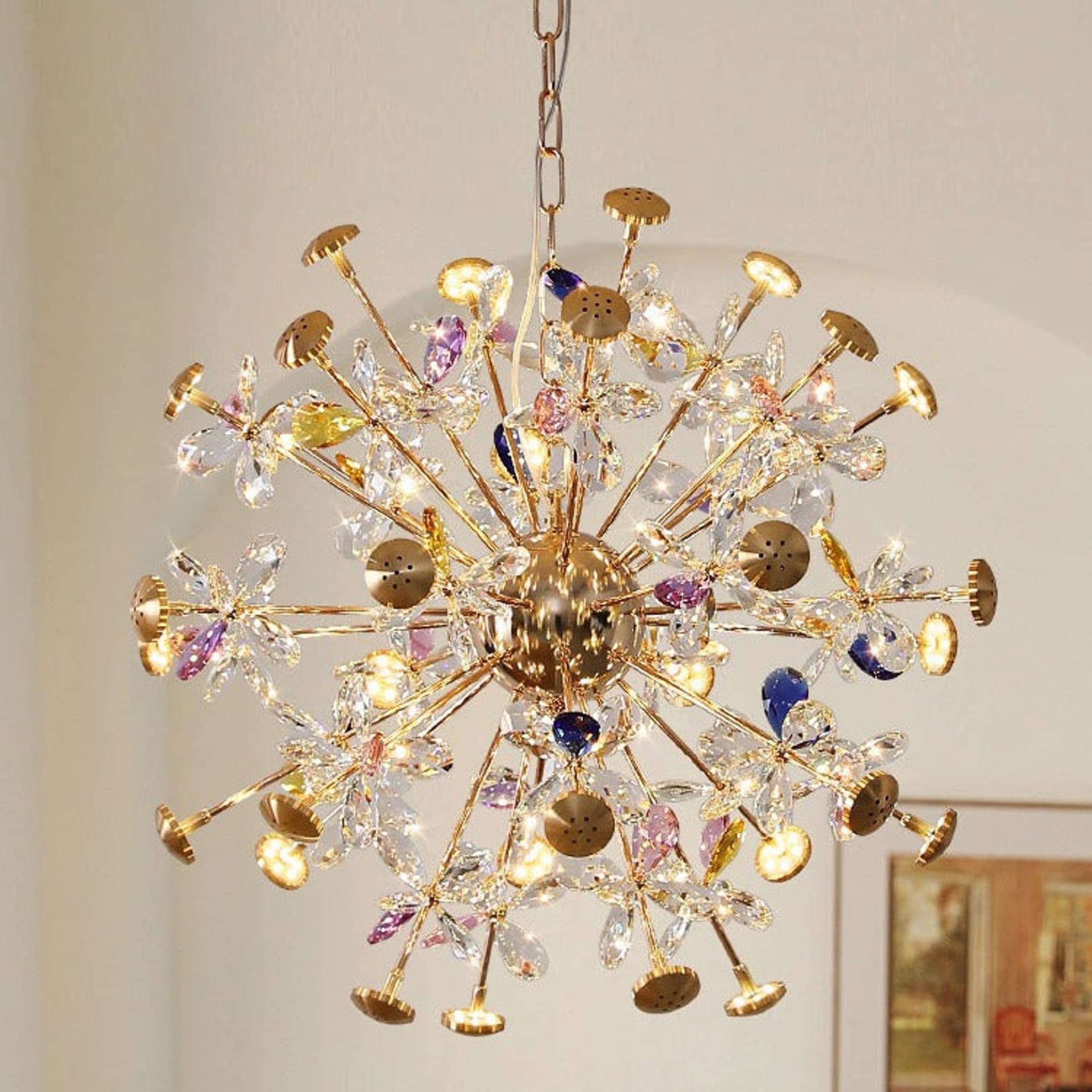 Candelabru Flippy Cristal 24xG4 Auriu si Cristale 52cm — imagine 3
