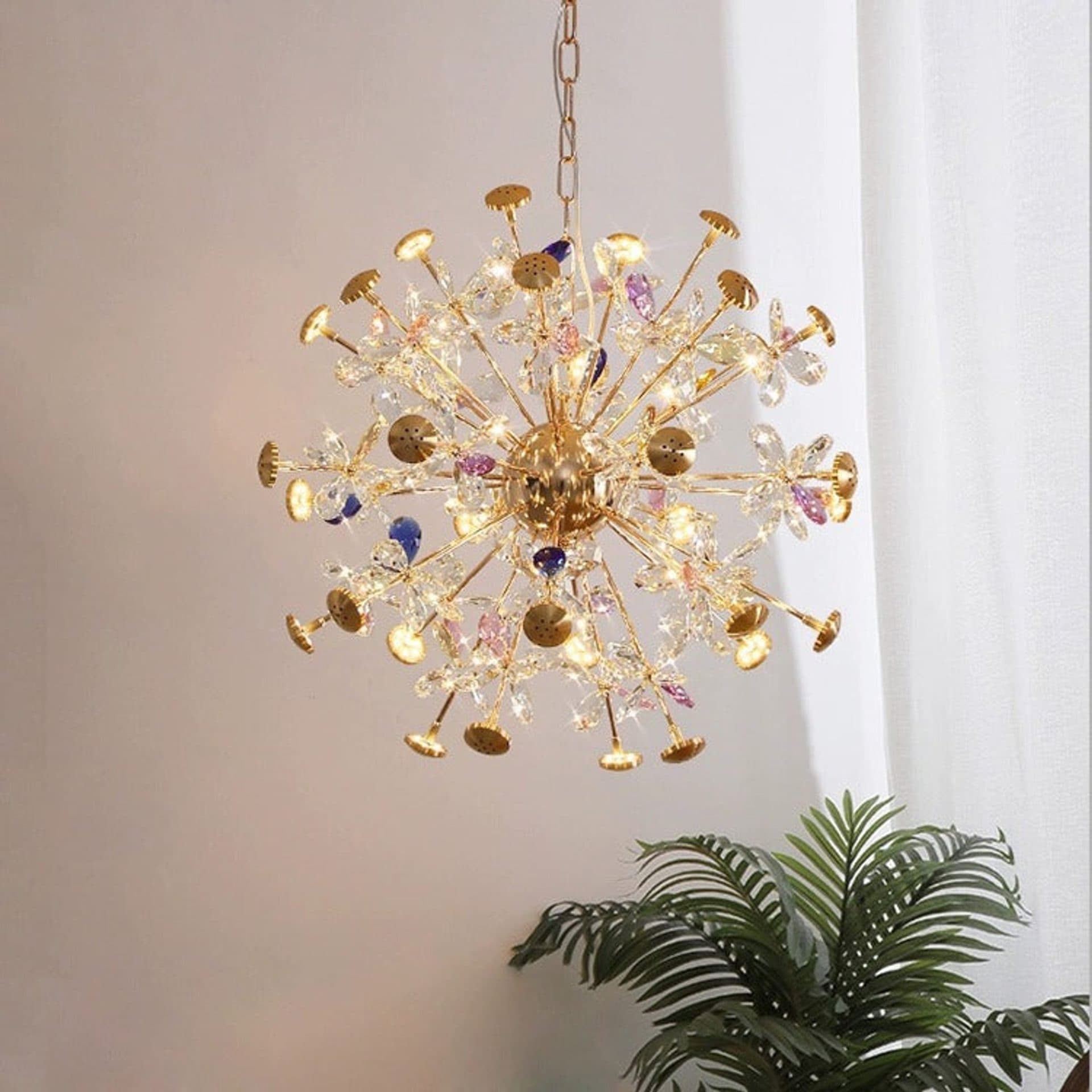 Candelabru Flippy Cristal 24xG4 Auriu si Cristale 52cm — imagine 4
