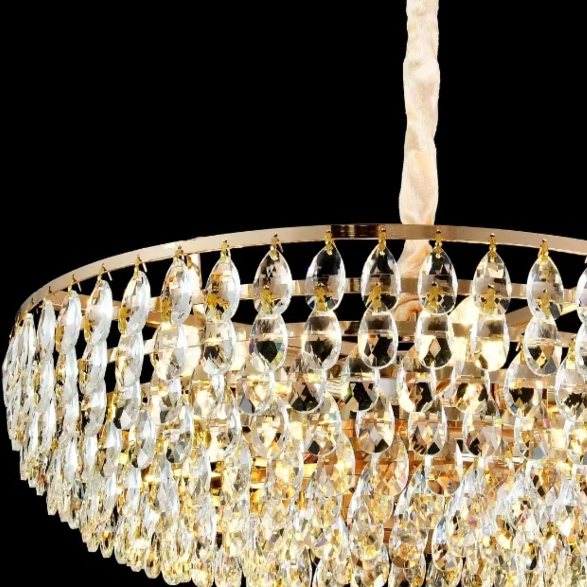 Candelabru Flippy Cristal CC1677/500GD, 9xE14, Auriu Lucios, Inaltime Reglabila, Metal si Cristal — imagine 10