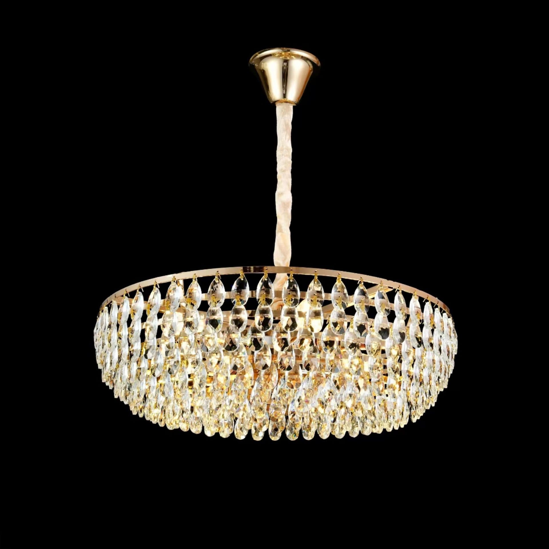 Candelabru Flippy Cristal CC1677/500GD, 9xE14, Auriu Lucios, Inaltime Reglabila, Metal si Cristal — imagine 13