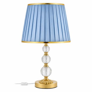 Lampa Decorativa Flippy VZ213BL Abajur Textil Albastru Baza Cristal Aurie
