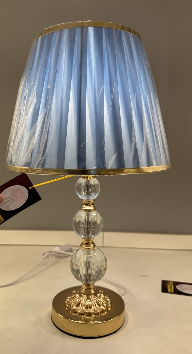 Lampa Decorativa Flippy VZ213BL Abajur Textil Albastru Baza Cristal Aurie — imagine 5