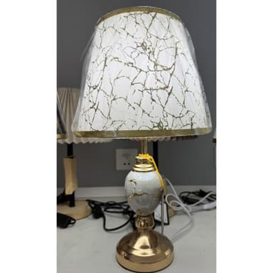 Lampa decorativa Flippy Veioza VZ211WH Metal si Textil Alb si Auriu