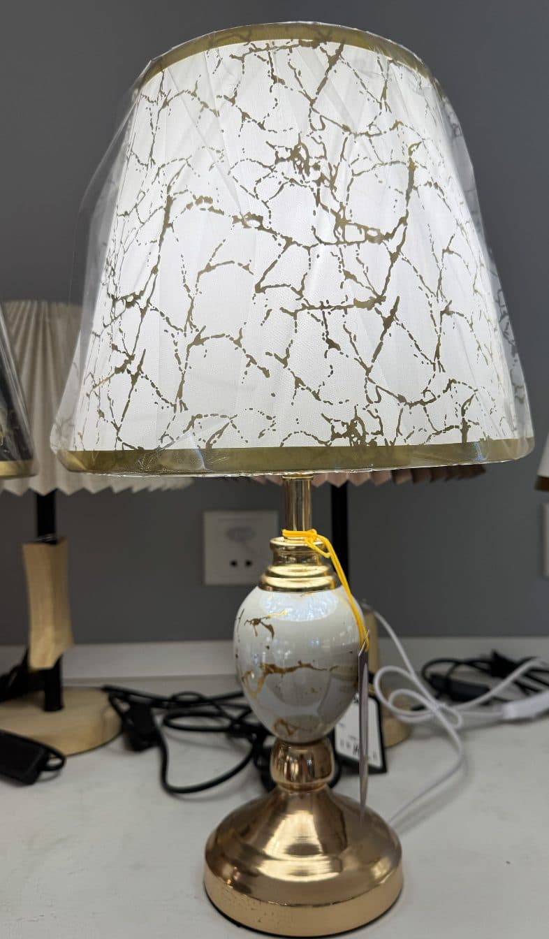 Lampa decorativa Flippy Veioza VZ211WH Metal si Textil Alb si Auriu — imagine 2