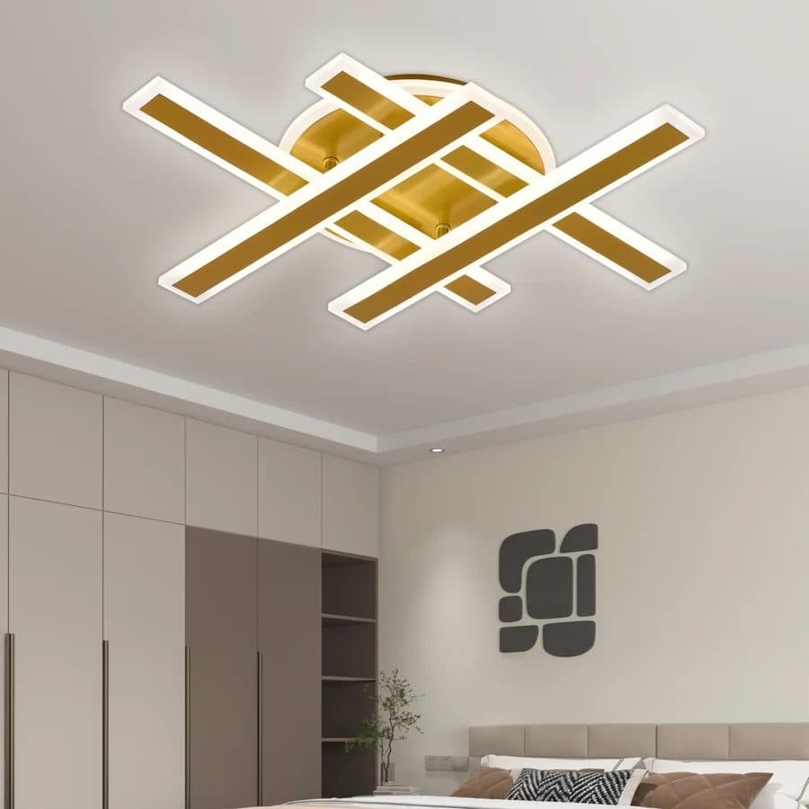 Lustra LED cu Telecomanda ZYRON Magno 79W Auriu Metal Plexiglas — imagine 1