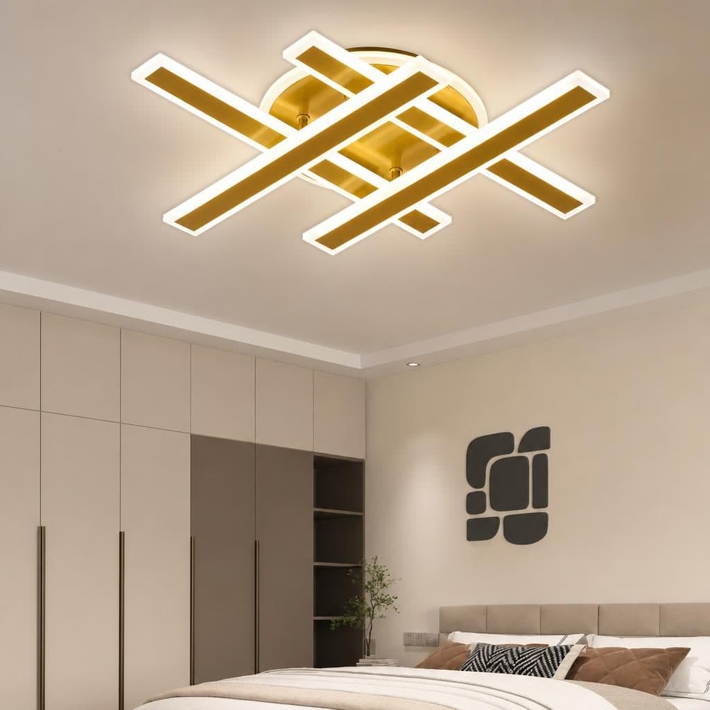 Lustra LED cu Telecomanda ZYRON Magno 79W Auriu Metal Plexiglas — imagine 3