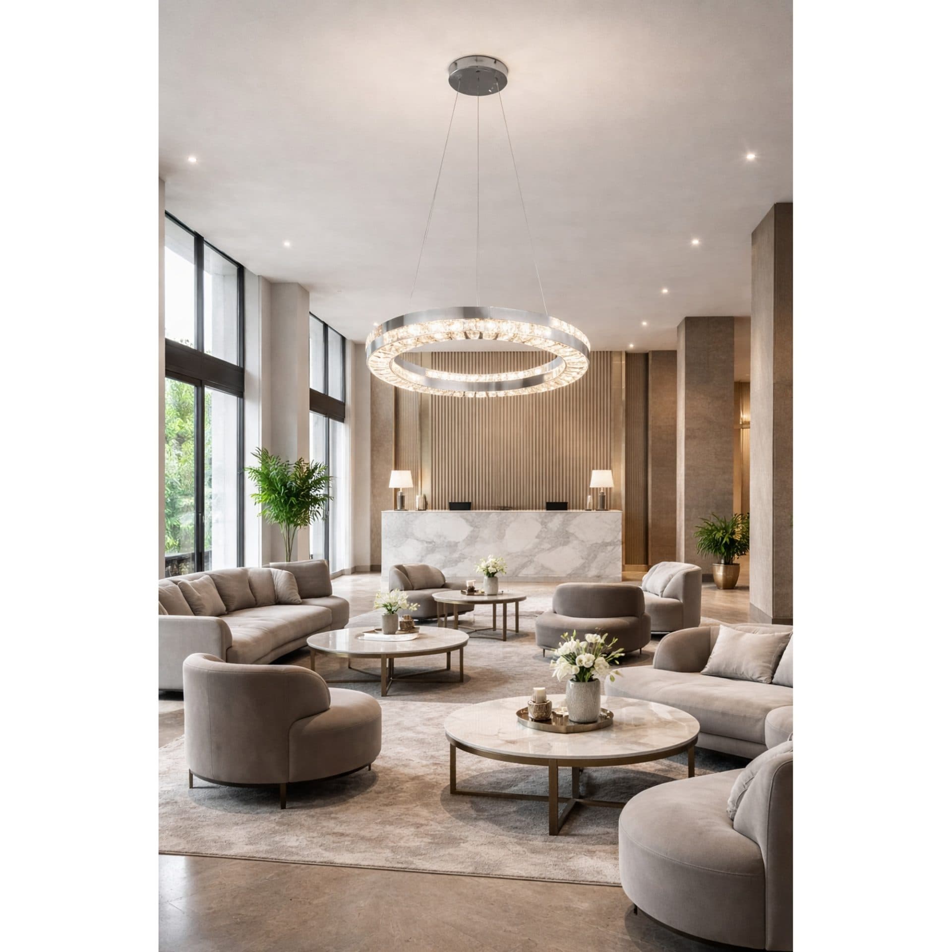 Candelabru LED Flippy 60W Telecomanda Dimabila Argintiu Cristal Metal — imagine 1