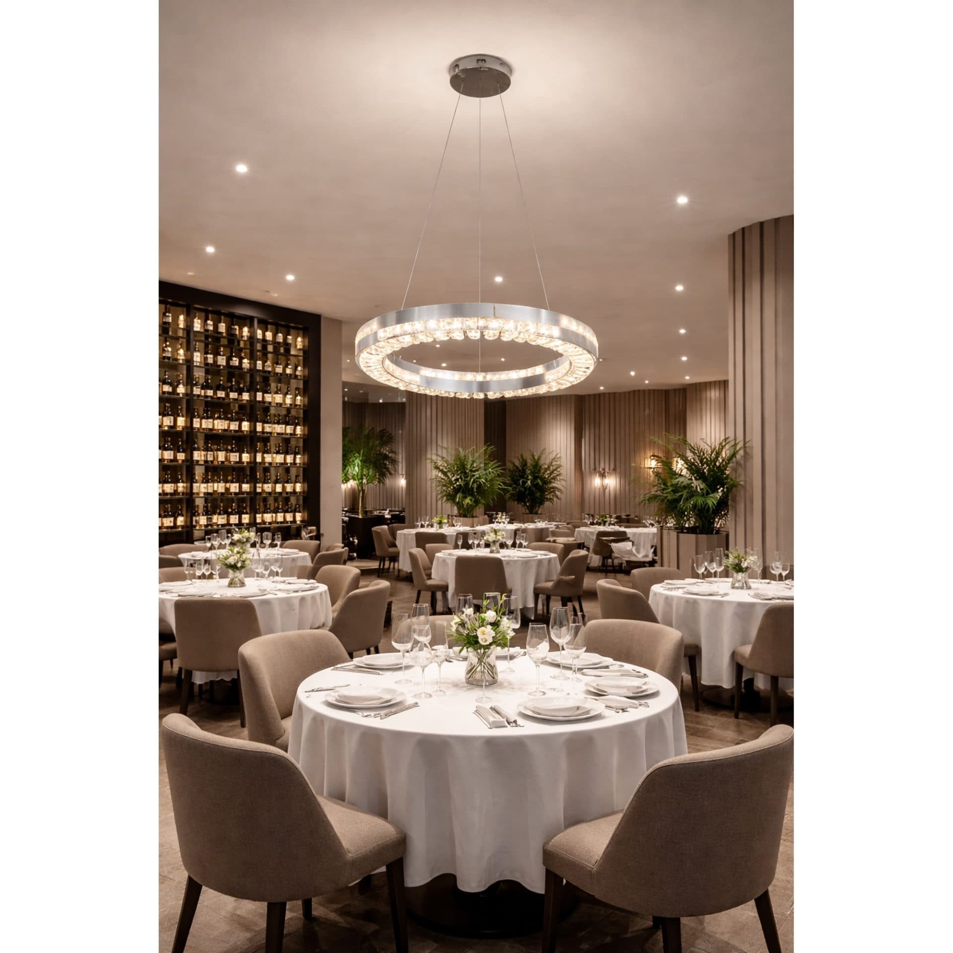 Candelabru LED Flippy 60W Telecomanda Dimabila Argintiu Cristal Metal — imagine 2