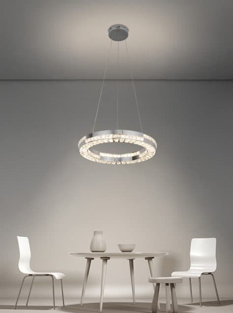 Candelabru LED Flippy 60W Telecomanda Dimabila Argintiu Cristal Metal — imagine 11