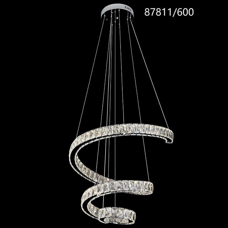Candelabru LED cu Telecomanda, 108W, Dimensiuni 60x120 cm, Crom, Cristal — imagine 2