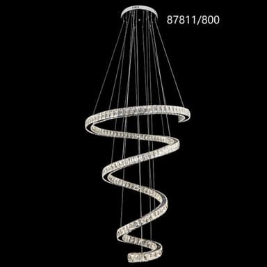 Candelabru LED Flippy cu Telecomanda TWIST, 272W, Diametru 80 cm, Inaltime 150 cm, Lumina Rece/Neutra/Calda, Crom, Cristal, Otel
