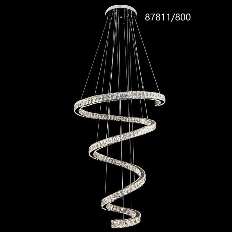 Candelabru LED Flippy cu Telecomanda TWIST, 272W, Diametru 80 cm, Inaltime 150 cm, Lumina Rece/Neutra/Calda, Crom, Cristal, Otel — imagine 3