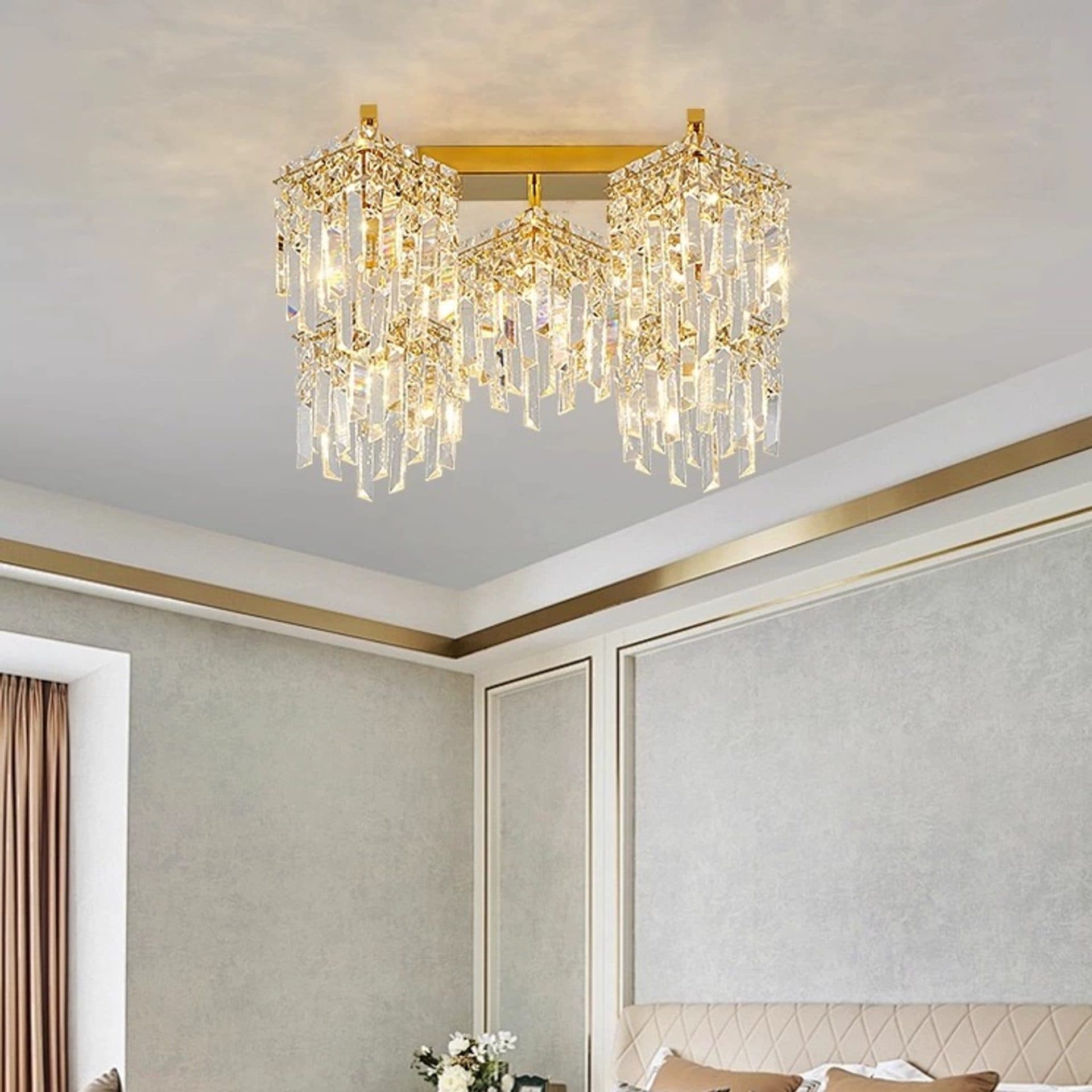 Candelabru Cristal Imperia 5x E14 Auriu Cristal Metal — imagine 1