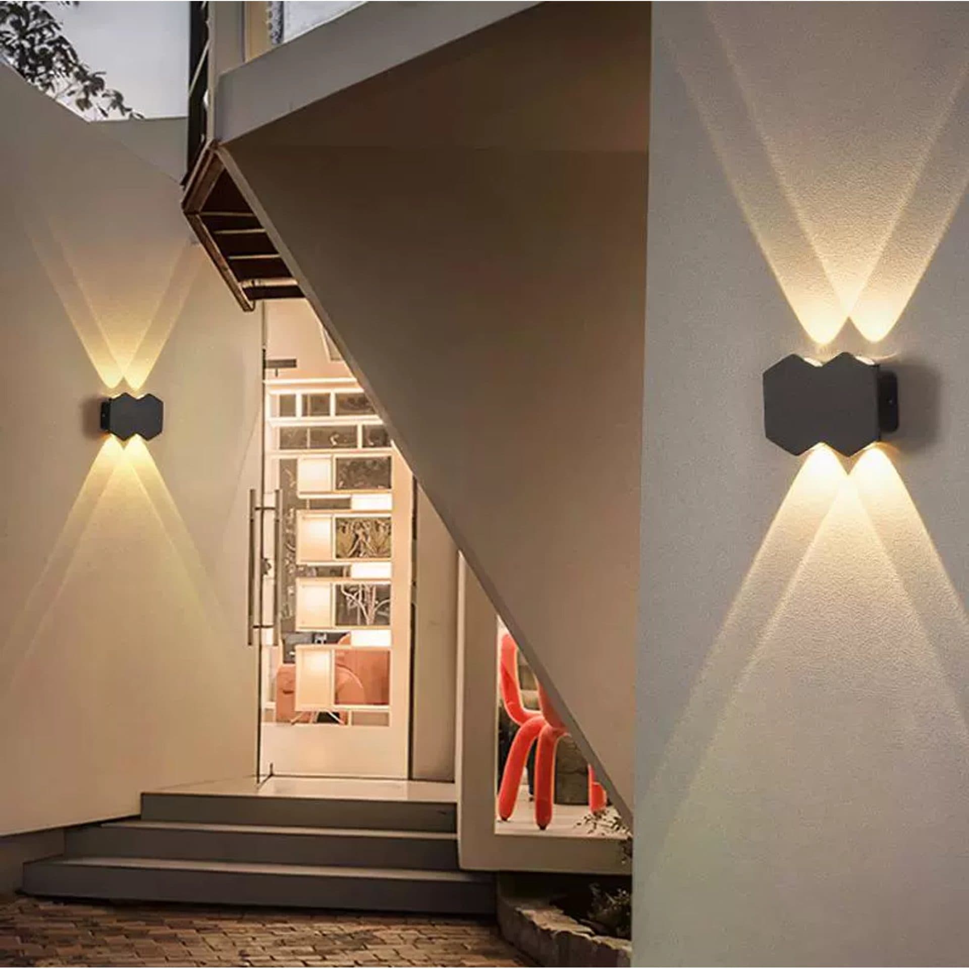 Aplica LED Exterior si Interior 4 Surse 10W Negru 3000K — imagine 1