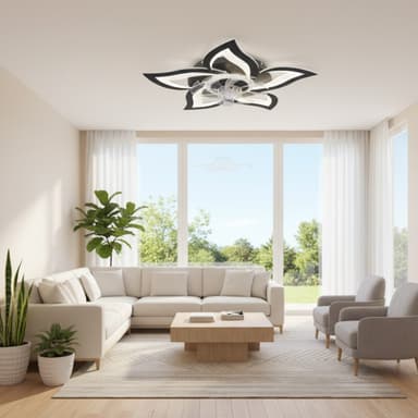 Lustra LED Ventilator Flippy 49W D85cm Telecomanda Negru