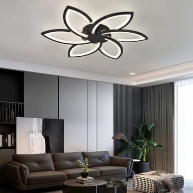 Lustra LED Flippy FLORA 82W 6 Petale Dimabila Negru